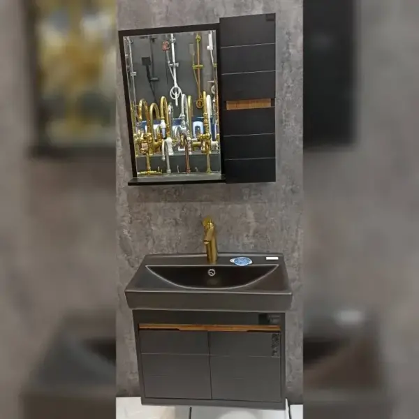 فول ست روشویی آنتیک 60 در 36 مشکی طرح چوب