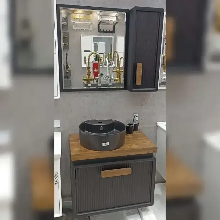 فول ست روشویی امباس دیانا مشکی طرح چوب