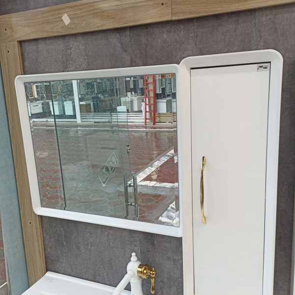 آینه و باکس دستشویی آنتیک ۱۰۰ سفید