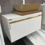 فول ست روشویی سفید طرح چوب ۸۰ در 40 سانت