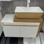 فول ست روشویی سفید طرح چوب ۸۰ در 40 سانت