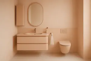سرویس بهداشتی با تم رنگی هلویی خیلی ملایم