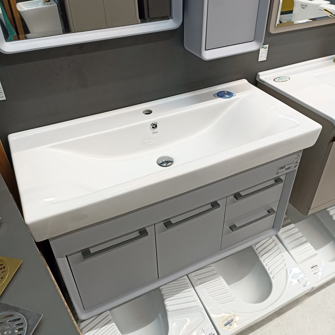 تصویر محصول روشویی کابینتی آنتیک ۱۰۰ طوسی روشن