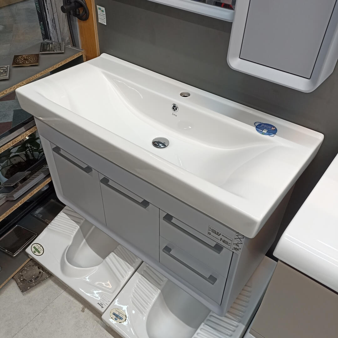 تصویر محصول روشویی کابینتی آنتیک ۱۰۰ طوسی روشن
